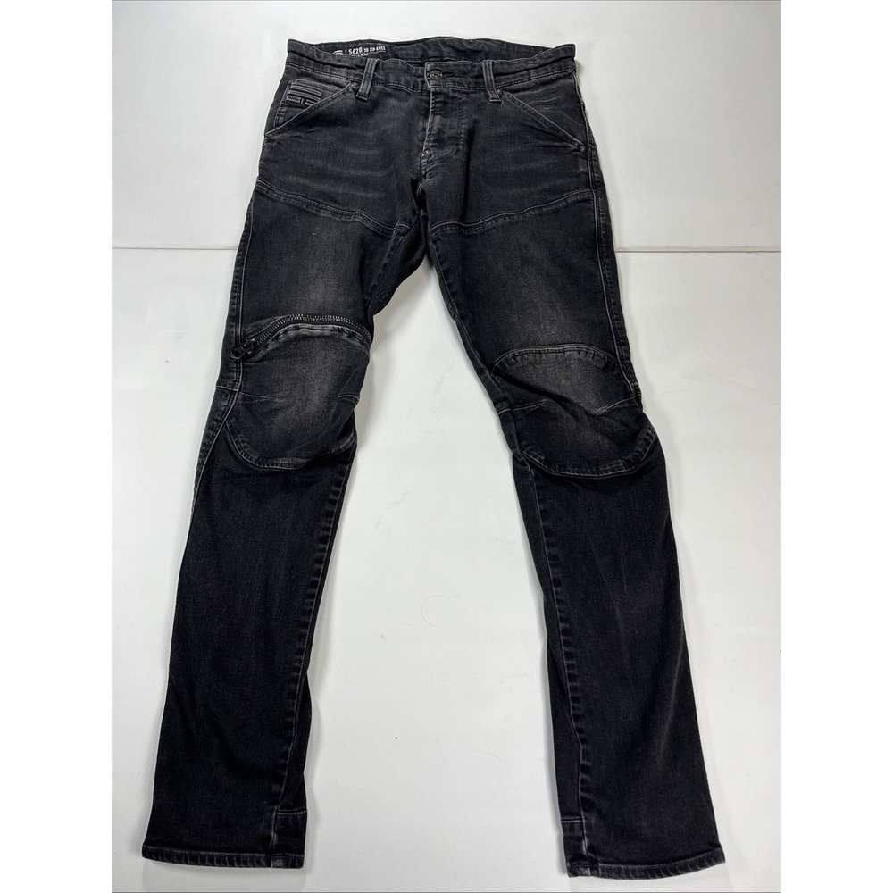 G-Star Raw 5620 3D Zip Knee Skinny Slim Jeans Faded Black Wash Moto Biker 30x30